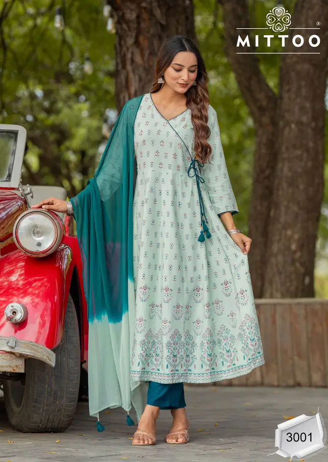 Padmavat By Mittoo Rayon Printed Kurti With Bottom Dupatta Exporters In India